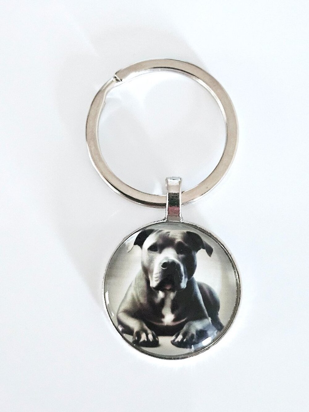 Pit Bull Glass Cabochon Keychain, American Bully, Unisex, Dog Lover Gift, Charm